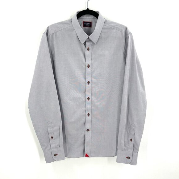 UNTUCKIT Men's Light Gray 100% Cotton Long Sleeve Button Up Dress Shirt Large - Picture 1 of 7